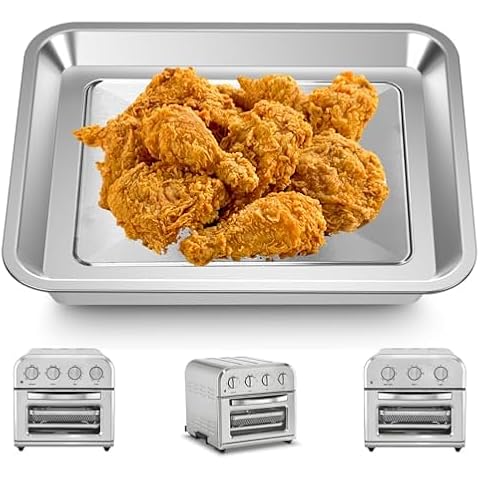 GCQ Air Fryer Tray Replacement for Cuisinart TOA-28 TOA-29 AFR-25 Toaster Air Fryer Convection Oven, Steel Pan Toaster Oven Tray Replacement Air Fryer Toaster Oven Accessories Cover