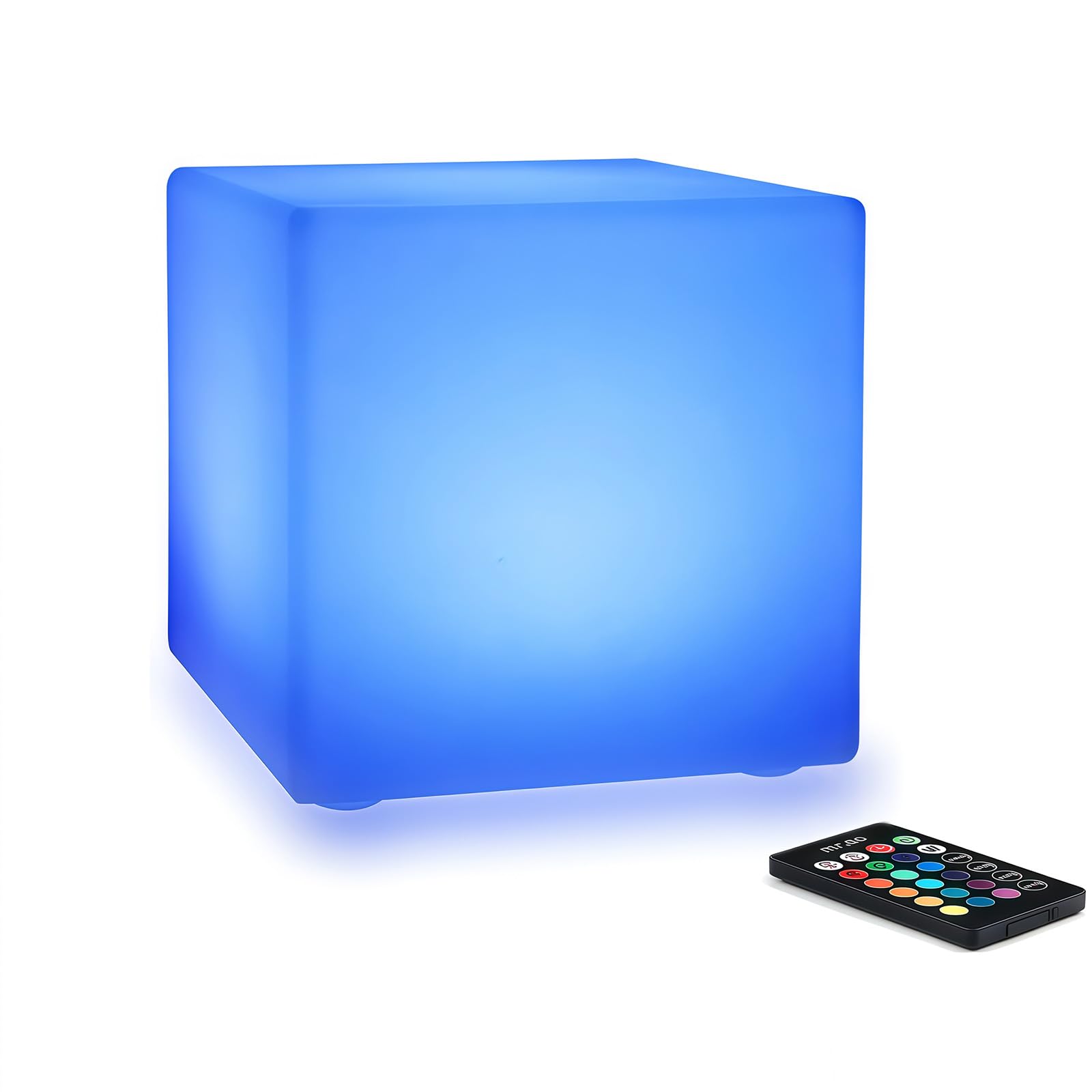 8" LED Cube Light Color Changing Lamp Mood Light with 16 Colors, Dimmable Brightness, 4 Lighting Modes for Indoor & Outdoor Decoration, Rechargeable Night Light Bedside Lamp with Remote
