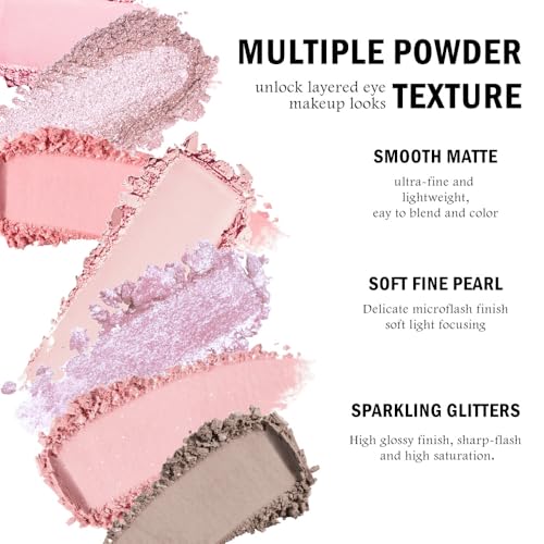 Image of SUAKE Nude Pink Eyeshadow Palette, Matte & Shimmer, High Pigmented 12 Colors Brown Purple Eye Shadow Primers for Eye Makeup, Korean Powder Palet de sombras de ojos (03# Ice Cream)