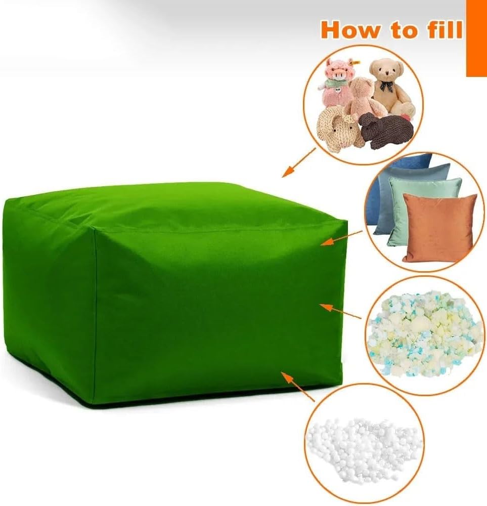 Outdoor Oxford Waterproof Square Pouf Ottoman Cover Footstool Without Filler Bean Bag Pouf Ottoman Cover Beach Garden Beanbag Puff Salon Floor Seat Futon Stool Bench(Orange,45x45x30cm-cover)