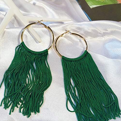 Coiris Boho Tassel Earrings for Women Bohemian Hoop Drop Tassels Western Earrings Dangle Country Earrings Summer Beach Long Tassels Earrings for Women - Image 3