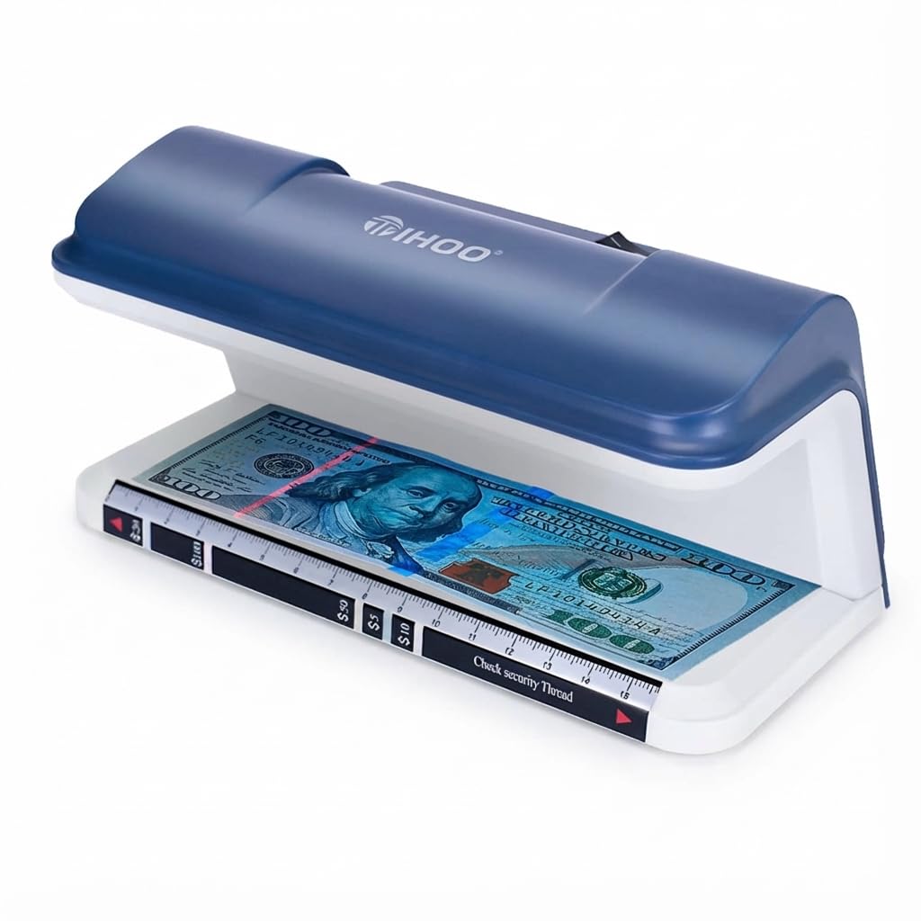 TIHOO Counterfeit Bill Fake Money Detector with LED UV Light, Blue