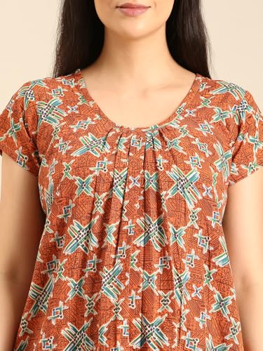 Image of Rupa Jon Aishwarya Women Full Length Printed Nighty in Premium Cotton Blend Fabric, Night Dress, Maxi Nighty for Comfortable Everyday Wear, Free Size