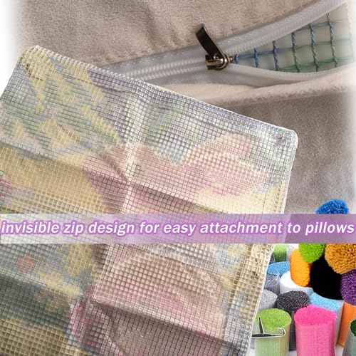 Image of Beach View Lighthouse Latch Hook Kits Pillow Cover DIY Rug Crochet Hook Cushion Making Kits with Preprinted Pattern Canvas Rug Making Christmas Decoration DIY Crochet Kits 43x43cm(72)