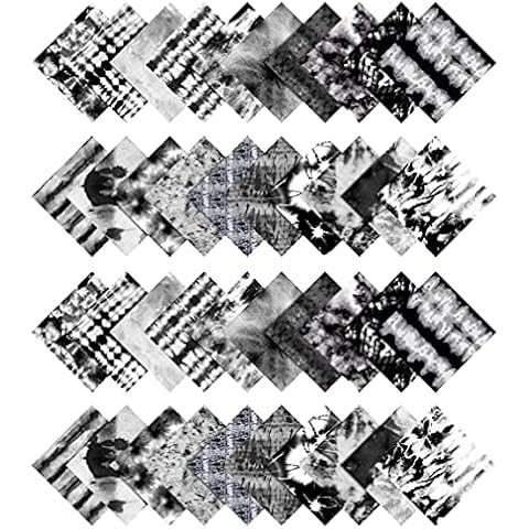 Soimoi Tie Dye Print Precut 5-inch Cotton Fabric Quilting Squares Charm Pack DIY Patchwork Sewing Craft-Black Cover