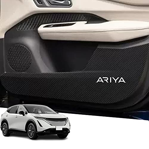 Hearsheng 日産 新型アリア(ARIYA) SNFE0 FE0 FE0系(2022年1月~)専用レザー材質ドアキックガード インナードアプロテクション ドアトリムガード 運 内装パーツ カスタム 保護パーツ 汚れ防止 傷防止 取り付け簡単 車種専用