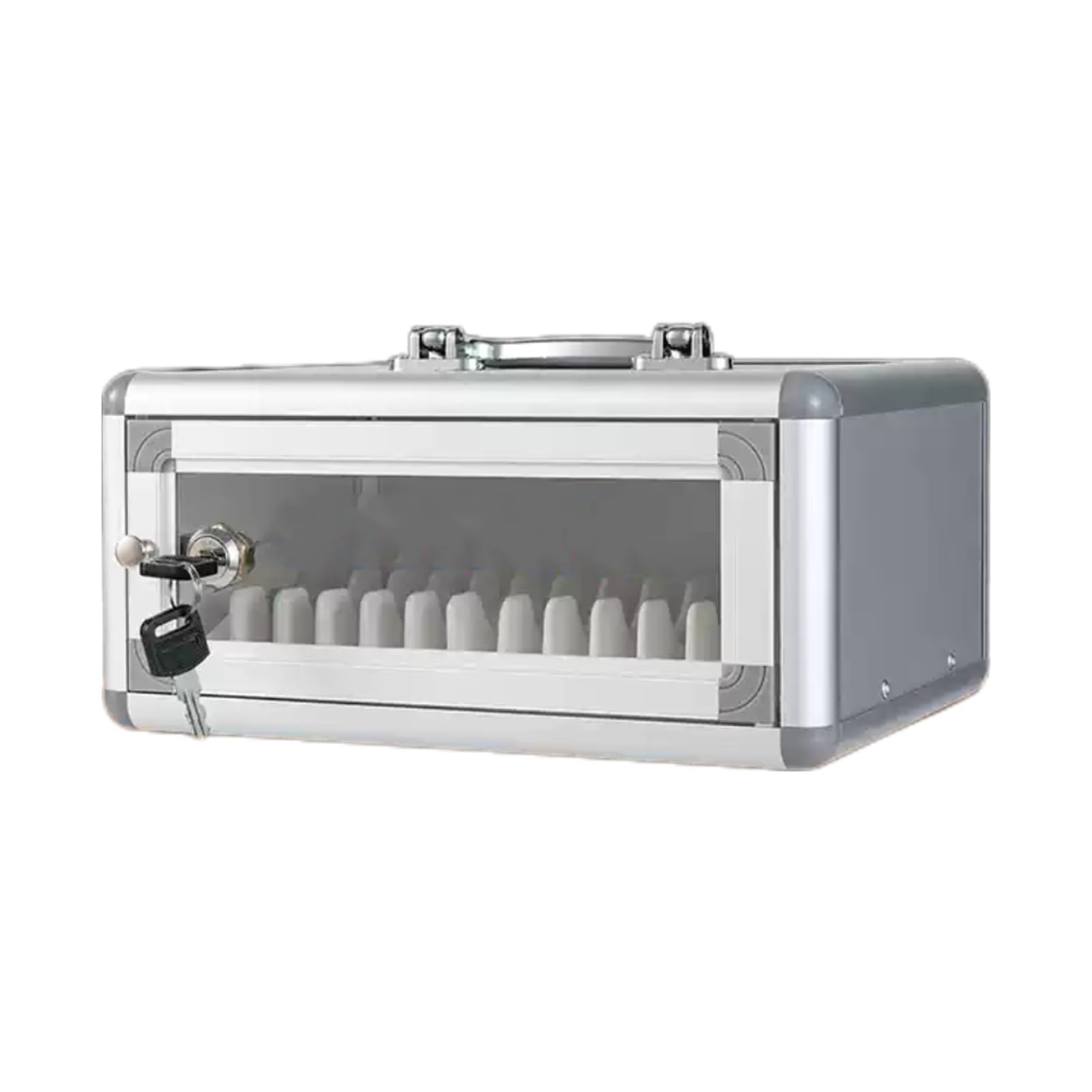 Mobile Phone Storage Cabinet Transparent Mobile Phone Storage Cabinet Aluminum Alloy Mobile Phone Storage Cabinet,Stable Structure with Lock and Key Portable,Suitable for School Factory Office(12 grid