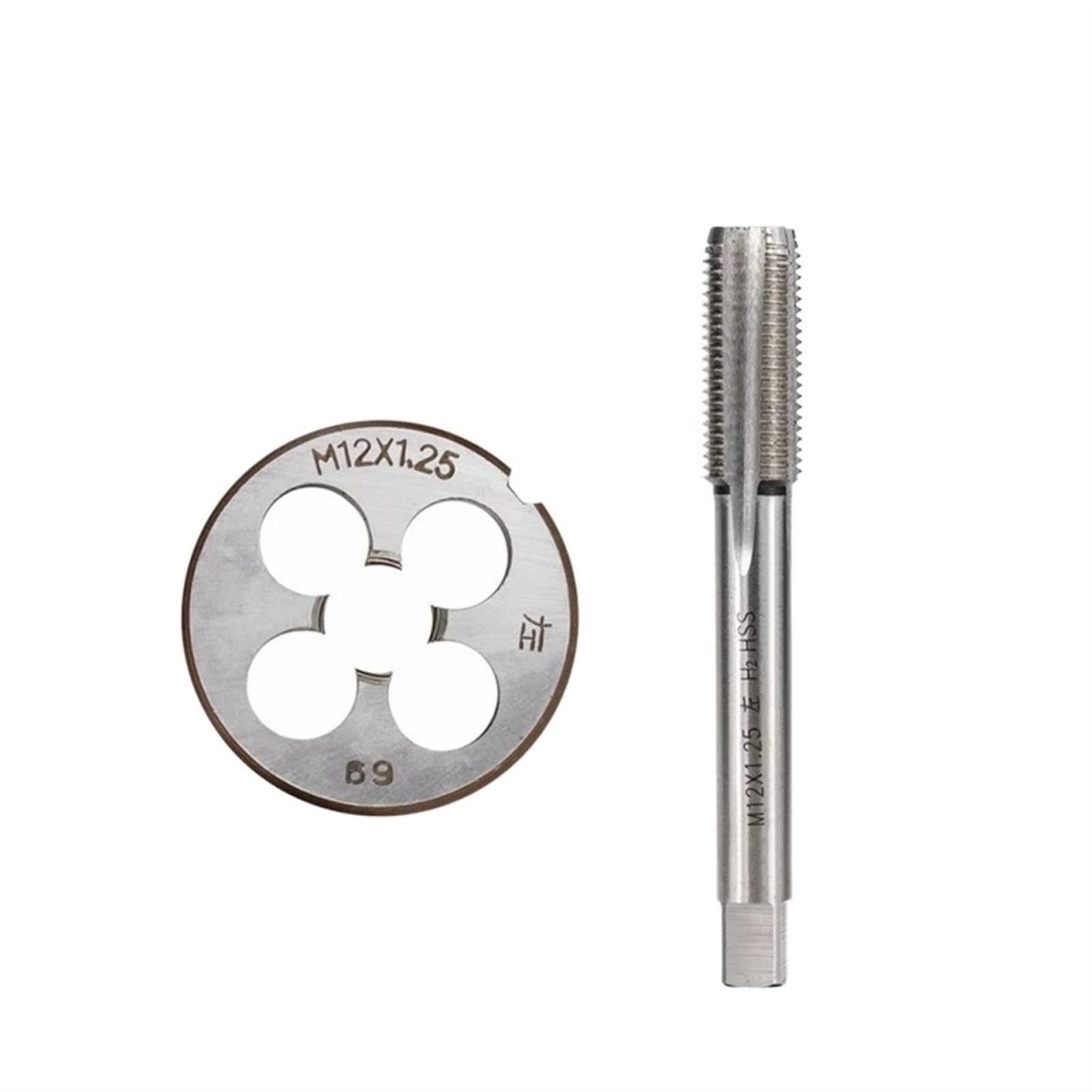 Set di 2 Maschi e filiere per Macchina a Sinistra, Filettatura metrica, Trapano, maschiatore, filiera MINGPING (Colore: Set 2 Pezzi M14x1.0)