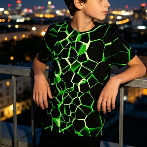 Image of Hgvoetty Boys Girls Graphic T-Shirts Kid 3D Casual Tops Tees for 6-16 Years | Youth Novelty Shirts, Bright Eye-Catching Design, Lightweight and Soft Material, Suit for Daily Sport, Party and School Wear