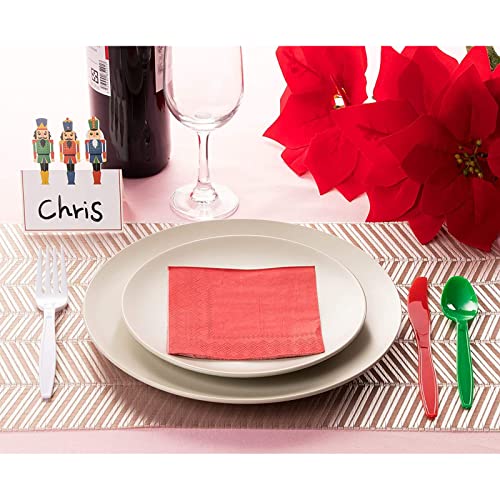 Juvale Christmas Table Place Cards - 100-Pack Paper Tent Cards With Nutcracker Soldier Die Cut Design, Holiday Festive Colorful Dining Table Decoration And Party Supplies, White, 2 X 3.5 Inches #TOP1