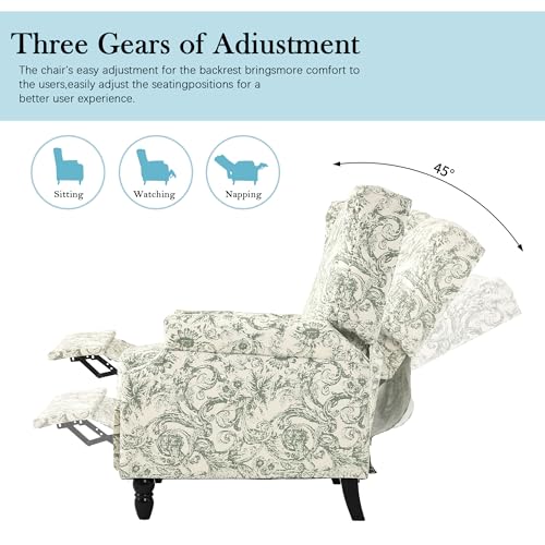 Sillón tapizado reclinable verde miniatura 6