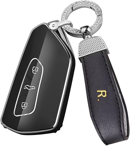 ontto Portallaves de 3 botones compatible con VW Golf 8 ID4 TPU cubierta de llave de luz y piel brillante compatible con Skoda Octavia Seat Leon MK4