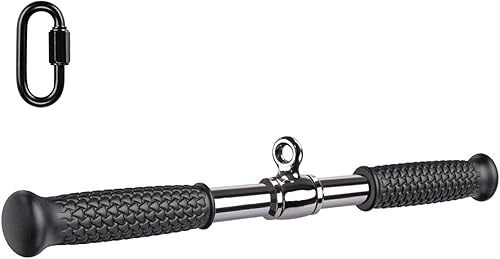 SELEWARE Máquinas de cables de barra recta giratoria para gimnasio, barra desplegable con mango de goma antideslizante, accesorio universal para