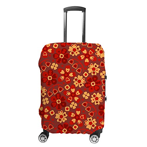Housse de protection pour valise à motif floral rouge en polyester