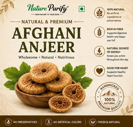 Image of Nature Purify Premium Afghani Anjeer 250gm | Soft Juicy Dried Figs Dry Fruit | Rich Source Of Fiber | Low in Fat Healthy Snack Jar Pack Of 1 | Perfect for Gift