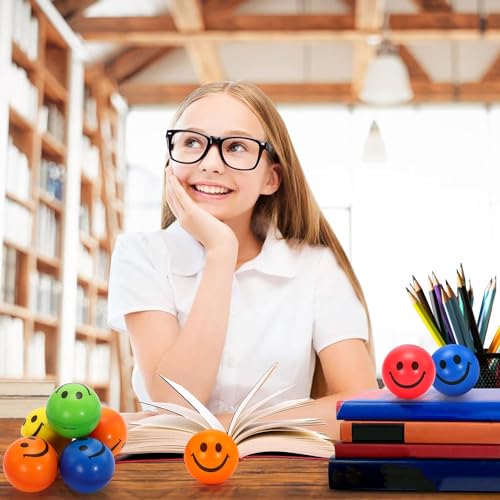 24-Pack-Stress-Balls-Bulk25-Inch-Face-Squeeze-BallsSmile-Face-Stress-BallsParty-Favor-Soft-BallsStress-Relief-Balls-for-Finger-Exercise-School-Carnival-RewardAssorted-Colors-Random