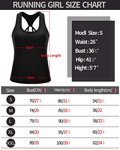 Image of RUNNING GIRL Workout Tops for Women,Strappy Back Black Top with Built in Bras Camisole Yoga Crop Tank Tops Padded