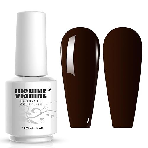Vishine Gelpolish - Esmalte de uñas de gel profesional UV LED Soak Off color barniz para salón de manicura marrón oscuro (1445) Vishine Gelpolish - Esmalte de uñas de gel profesional UV LED Soak Off color barniz para salón de manicura marrón oscuro (1445)