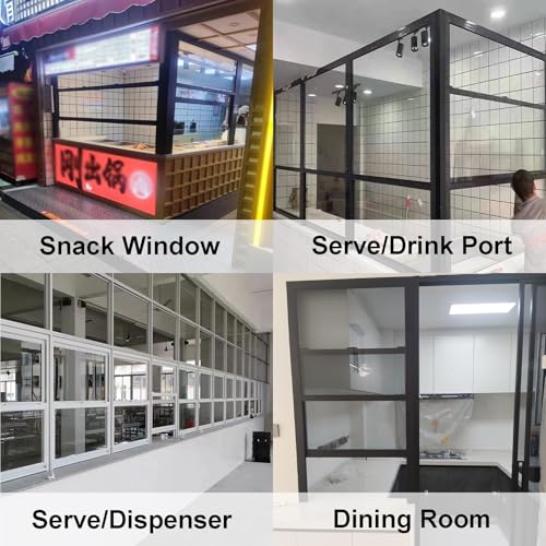 Pionowe aluminiowe okno serwisowe do ciężarówek spożywczych, restauracji i wózków mobilnych, konstrukcja montażu podtynkowego (60 x 100 cm) do łazienek i stojaków na przekąski