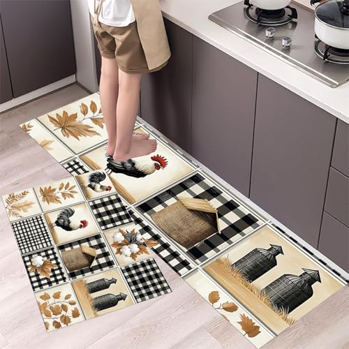 Tapis de cuisine haut de gamme style ferme chic avec support caoutchouc isolant - 5