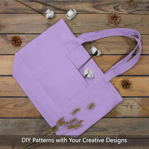 Image of TOPDesign 1-Pack Canvas Tote Bag with an External Pocket, Reusable Grocery Shopping Bag, Top Zipper Closure, Daily Essentials (Lavender)