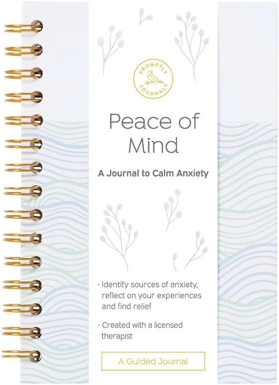 Promptly Journals, Peace of Mind: A Journal to Calm Anxiety (Aquamarine Bue, Linen/Leatherette) | Anxiety Relief | Mental Health Journal | Anxiety Self-Help Journal | Anxiety Coping Journal