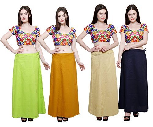 Image of Pistaa's combo of Women's Cotton Best Plain Solid Indian Readymade Inskirt Saree petticoats
