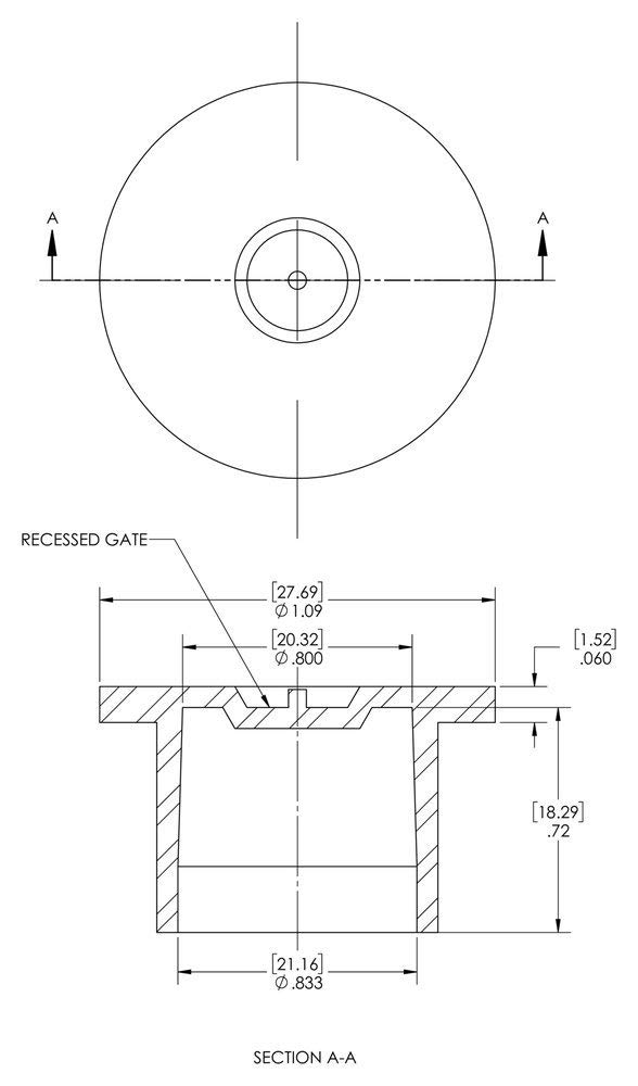 Caplugs PN-8 PN Series – Plastic Push-On NPT Cap w/Flange, 500 Pack, Red Tinted LD-PE, to Cap NPT Size 1/2