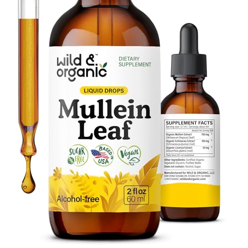 Wild & Organic Mullein Drops for Lungs - Herbal Detox