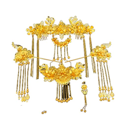 asdchZen Rakute - Accessorio tradizionale cinese per capelli, stile vintage, copricapo cinese, gioiello per capelli da sposa, accessorio ornamentale, E