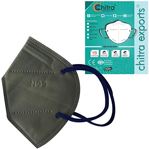CHITRA exports N 95 GREY mask reusable, washable, breathable 5 layer mask with EAR loop with inside nose pin (Grey, Free Size, Pack of 5)