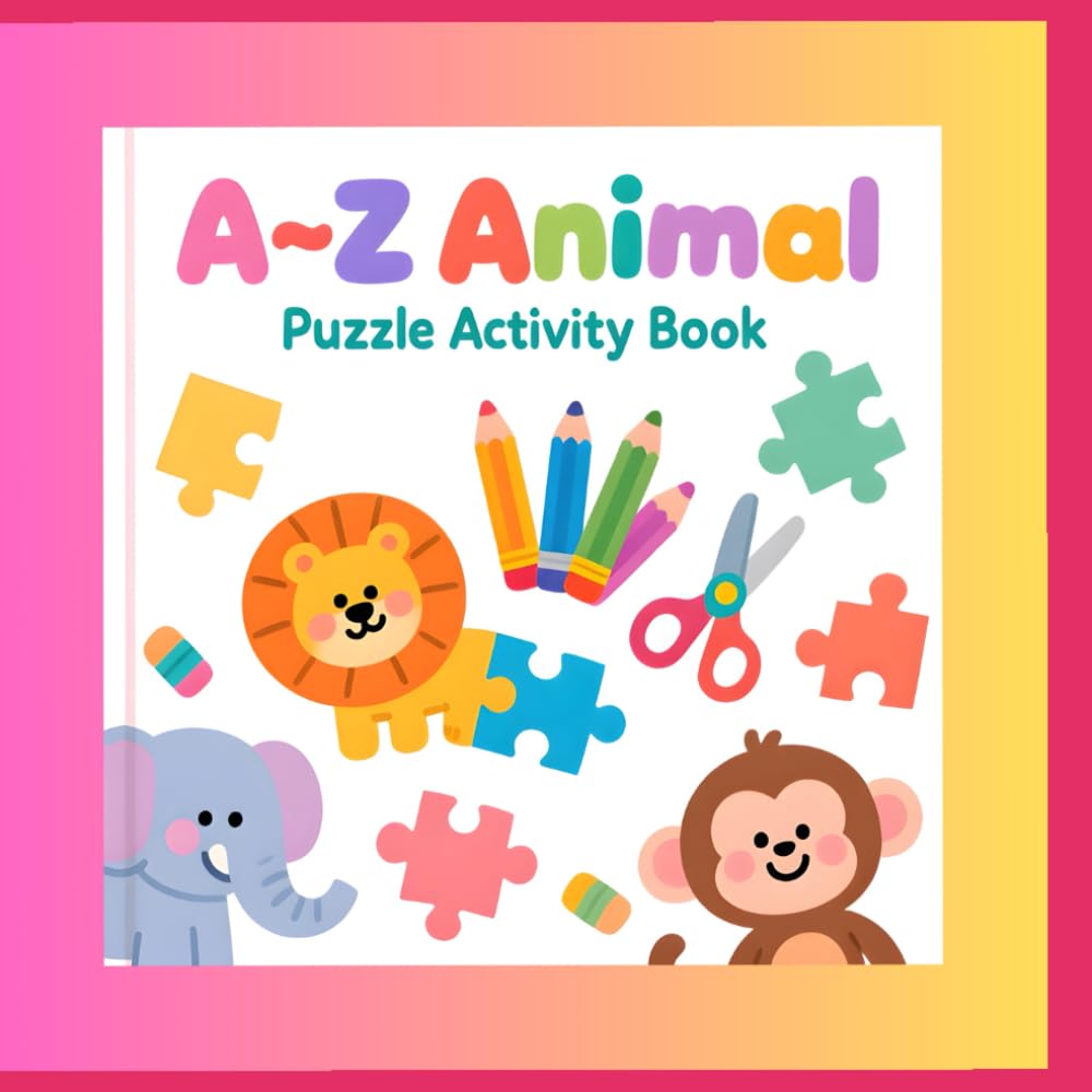 Animal Puzzle Activity Book: Cut, Color, Learn and Play