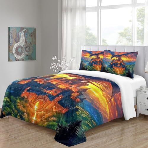 Housse de couette dragon 260x220 anti-plis en microfibre douce