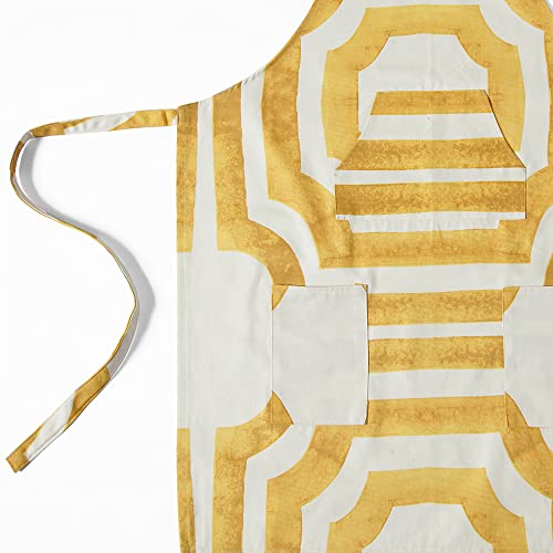 Image of HPD Half Price Drapes Aprons for Men Women with Large Pockets Adjustable Unisex PRTW-D23C-AP Mecca Printed Cotton, 27 X 34 Inch, Mecca Gold