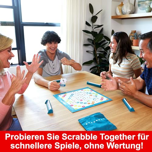 MATTEL GAMES Scrabble Zwei in Eins - Doppelseitiges Brettspiel für schnelles, zwangloses und kooperatives Spiel, inklusive 50 Zielkarten für Scrabble Together, einfache Punktevergabe, HWD45 – Bild 3