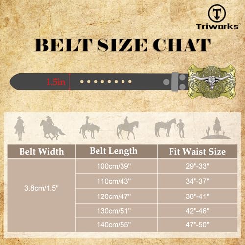 Men Western Leather Belt Cowboy Buckle Belt Floral Embossed Tooled Country Belt for Jeans4