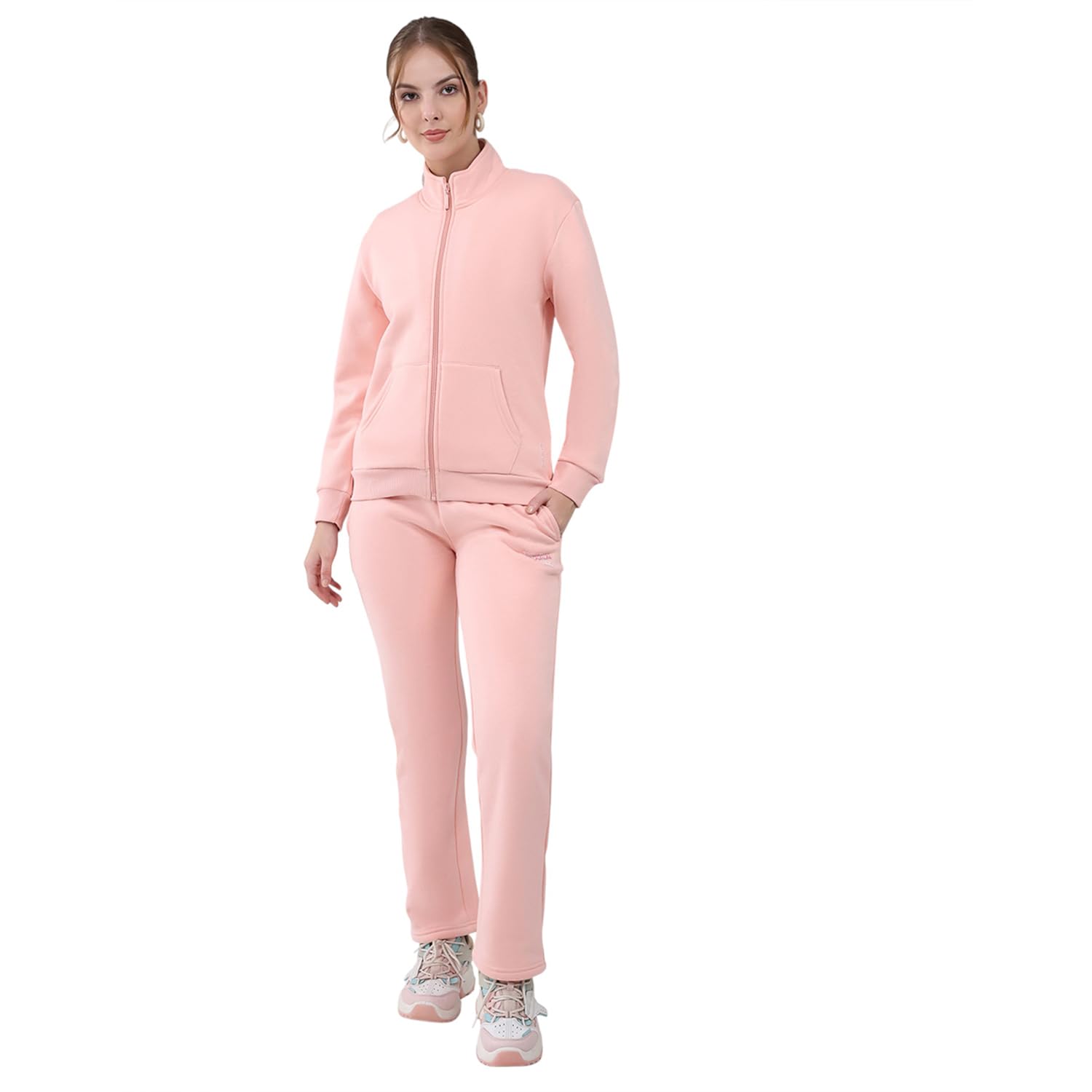 monte carlo Women Regular Fit Solid Mock Neck Full Sleeve Winter Tracksuit | Sportswear Set with Jacket and Lower | Comfortable Activewear for Gym Running & Training (Pack Of 1)-picture-38