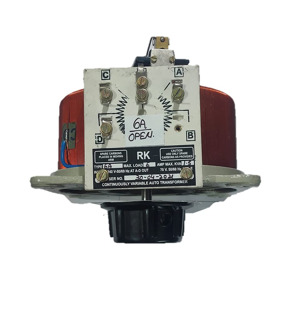 RK ELECTRONICS/6A OPEN/VARIAC/DIMMER/AUTO TRANSFROMERS/SINGLE PHASE/COPPER WINDING/VOLT 0-270VOLT/TWO YEAR MANUFACTRING WARRENTY