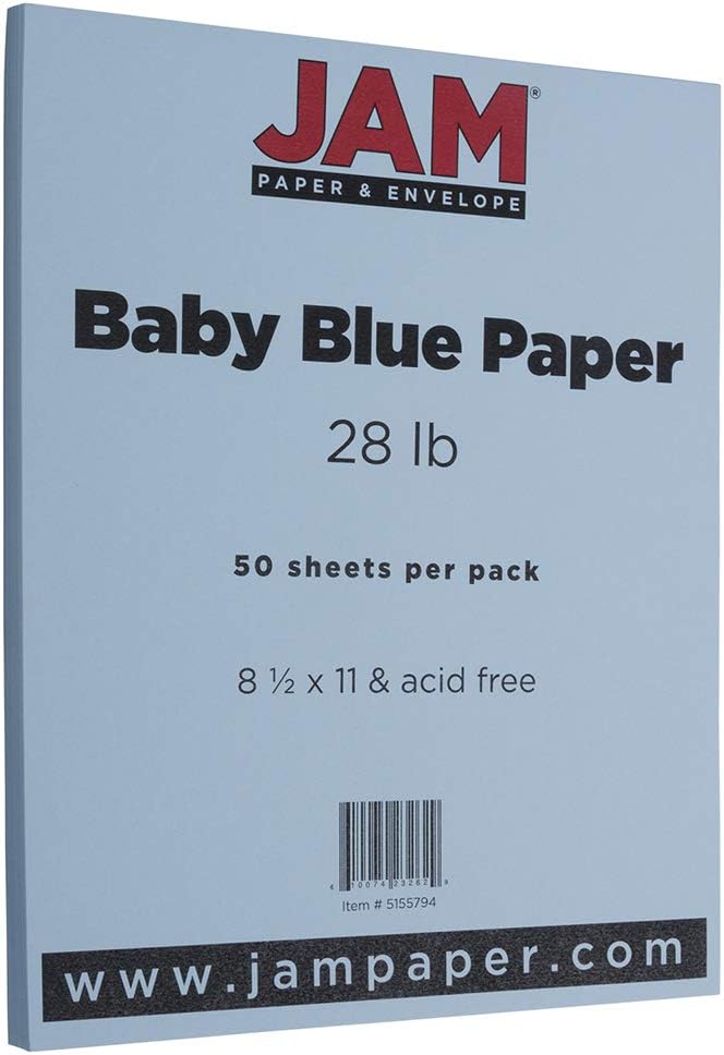 JAM PAPER Matte 28lb Paper - 105 gsm - 8.5 x 11 - Baby Blue - 500 Sheets/Ream