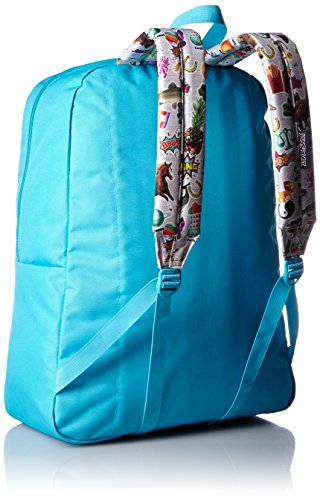 JanSport Mens Classic Mainstream High Stakes Backpack - Mammoth Blue/Multi Stickers / 16.7"H X 13"W X 8.5"D2