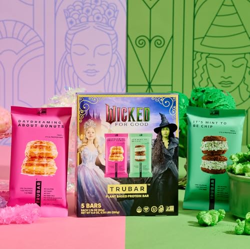 Image of TRUBAR inchWicked inch Vegan Protein Bar Variety Pack - It's Mint to Be Chip & Daydreaming About Donuts, Plant Based, Gluten Free, Dairy Free, No Sugar Alcohols, 12g Protein, 11g Fiber, Healthy Snack Bars, 15 count