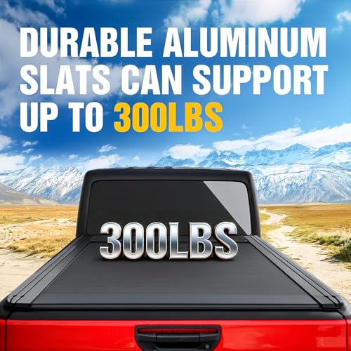 Image of ONINE Low Profile Electric Power Retractable Truck Bed Tonneau Cover Custom fit 2020-2026 Jeep Gladiator JT 5ft Bed(60.3 inch), Aluminum Matte Black Slat, Remote Control, Weatherproof & Secure