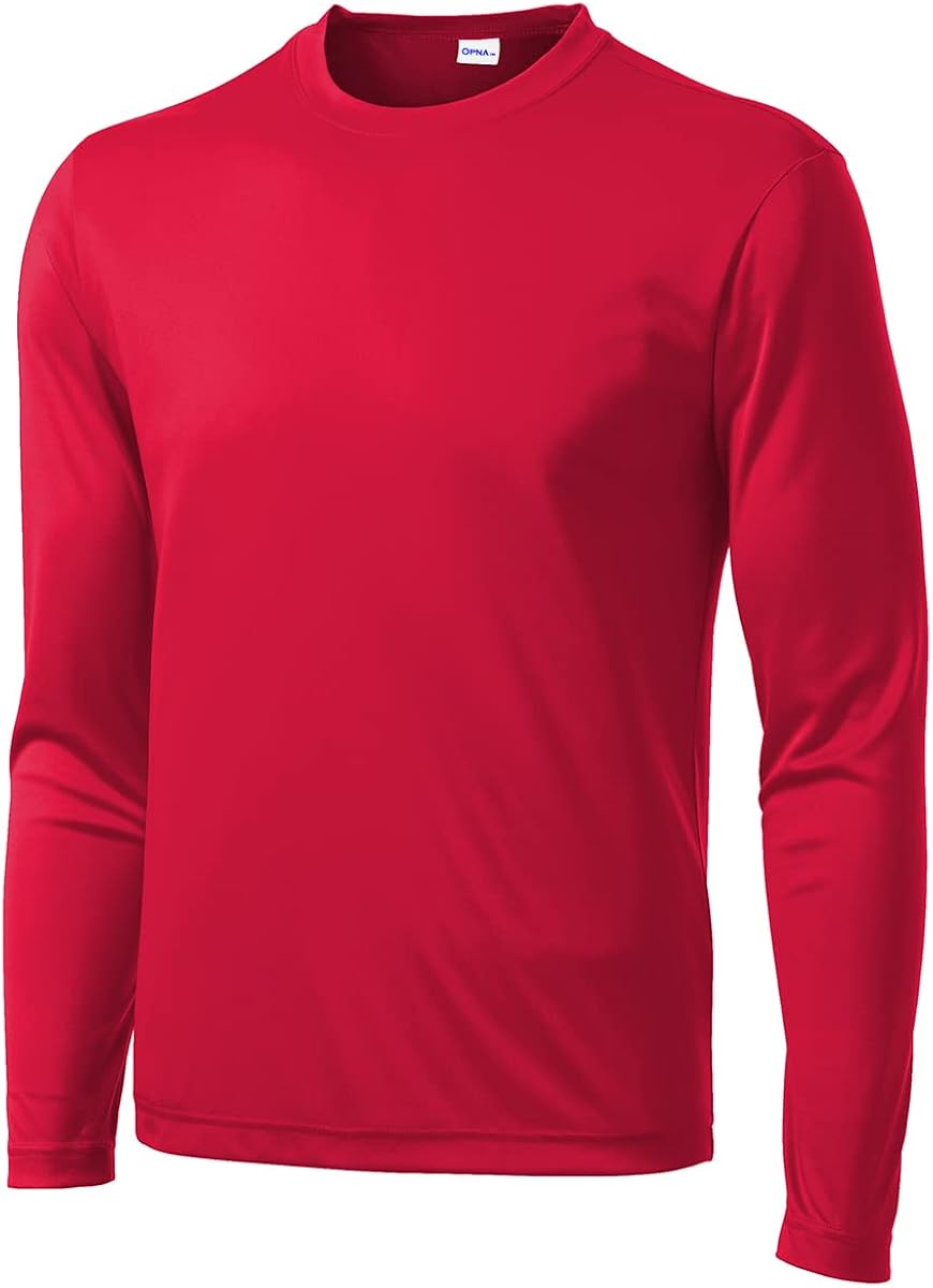 Opna Men's Long Sleeve Moisture Wicking Athletic Shirts Large Red