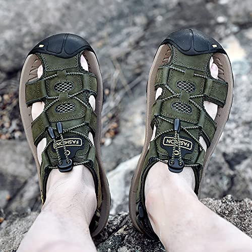 Camouflage Men's Shoes Outdoor Summer Walking Beach Hiking Fishing Barefoot Leather Sandals for Men 48 Black3