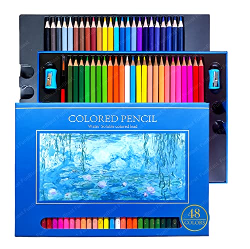 Image of FunBlast Color Pencils Set, (Pack of 48 Pcs) Professional Water Soluble Colored Pencils, Colorful Pencil Colors /Artist Sketching, Drawing Color Pencils for Art Craft, Colouring Pencils for Artists