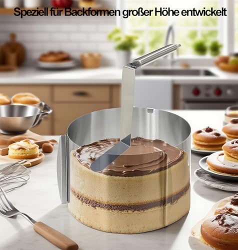 Foto von Yizish Winkelpalette Torte Extra Hoch 14 cm, Edelstahl Mousse Torten Zubehör für Tortenring Verstellbar, Backen und Dekorieren