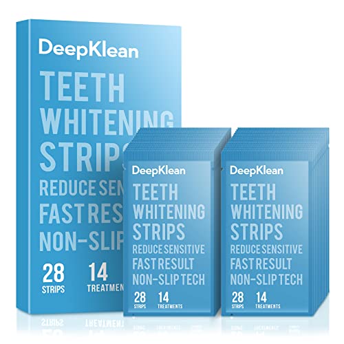 Image of Teeth Whitening Strips - DeepKlean White Strips for Removing Years Stains, Enamel Safe, 3 Days Express Result, 28 Teeth Whitener Strips for Teeth Sensitive 14 Treatments Peppermint Non-Slip Strips
