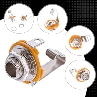 6 Stück Buchse Gitarreneingangsbuchse 6.35mm Gitarrenbuchse Stereo Mono Klinkenbuchse für Instrument Bass Gitarre zweikanalig Stereo – Ansicht 6