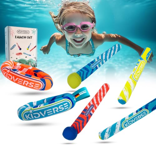 KIDVERSE Tauchbälle Tauchstäbe & Tauchringe für Kinder - Wasserspielzeug Kinder Schwimmbad & Pool Spielzeug Set outdoor & indoor - Buntes Tauchspielzeug - Geprüftes Wasser Spielzeug zum Tauchen lernen