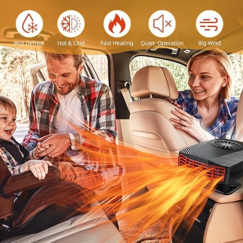 Image of Car Heater,12V 150W Portable Car Heater, 2-in-1 Heating & Cooling Fan with Cigarette Lighter Plug, 360 Rotation Base Windshield Defogger Defroster for All Cars.